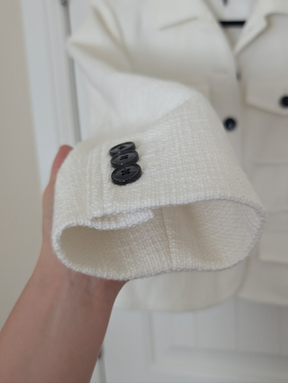 NWOT White Textured Fitted Utility Jacket Blazer M - Picture 4 of 10